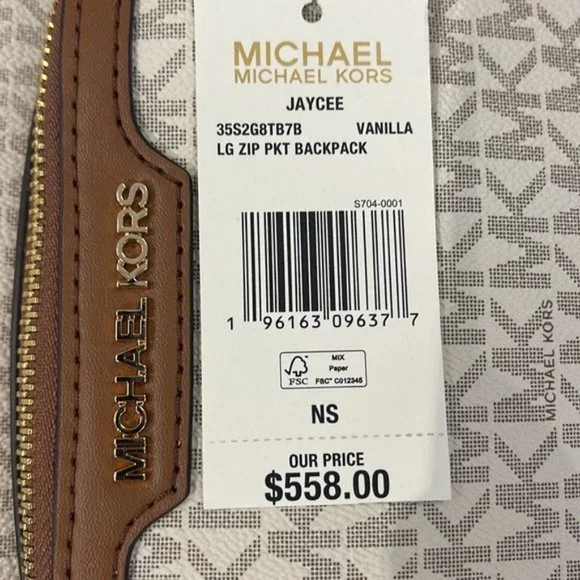 Michael Kors Jaycee Large Zip Pocket Backpack Vanilla - Picture 2 of 16